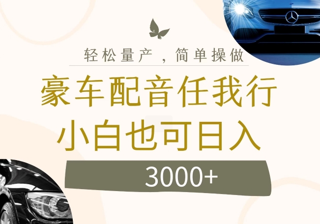 不为人知的暴力小项目，豪车配音，日入几张【揭秘】-副业库
