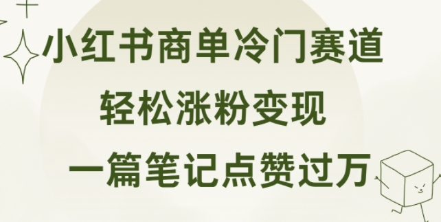 小红书商单冷门赛道 一篇笔记点赞过万 轻松涨粉变现-副业库
