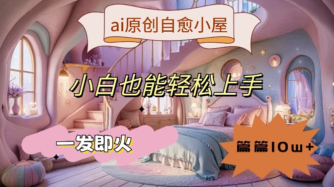 ai原创治愈小屋，小白也能轻松上手，一发即火，篇篇10w+-副业库