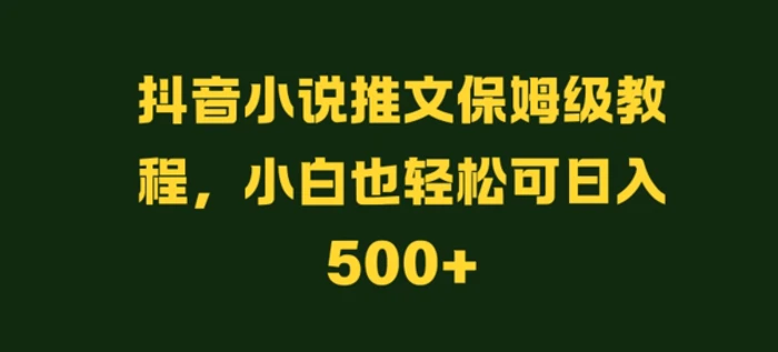 抖音小说推文保姆级教程，小白也轻松可日入500+-副业库
