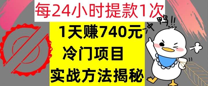 1天赚740元，24小时提款1次，冷门项目，实战方法公开【干货】-副业库
