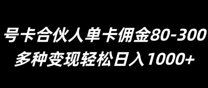 号卡合伙人单卡佣金80-300，多种变现轻松日入1k-副业库