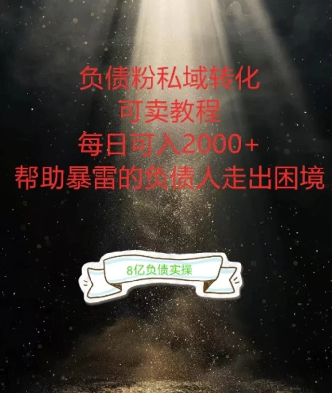 负债粉掘金计划,帮助负债者解决问题,债务规划,债务重组,最好的变现方式-副业库