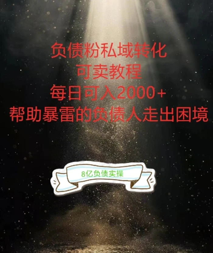 负债粉掘金计划，帮助负债者解决问题，债务规划，债务重组，最好的变现方式-副业库