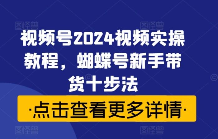 视频号2024视频实操教程，蝴蝶号新手带货十步法-副业库
