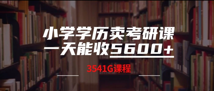 小学学历卖考研课程，一天收5600(附3541G考研合集)-副业库