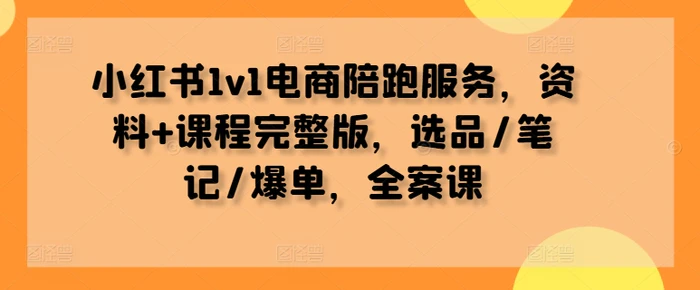小红书1v1电商陪跑服务，资料+课程完整版，选品/笔记/爆单，全案课-副业库