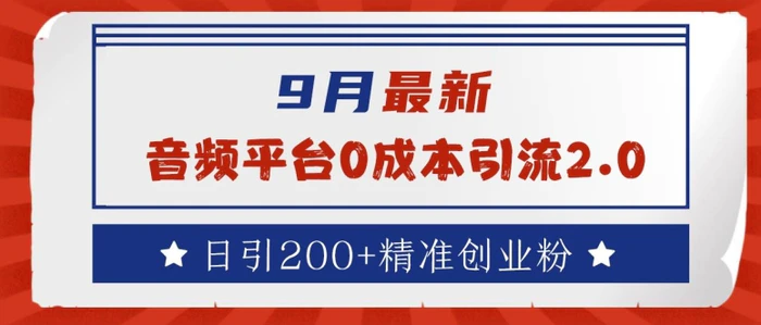 9月最新：音频平台0成本引流，日引200+精准创业粉【揭秘】-副业库