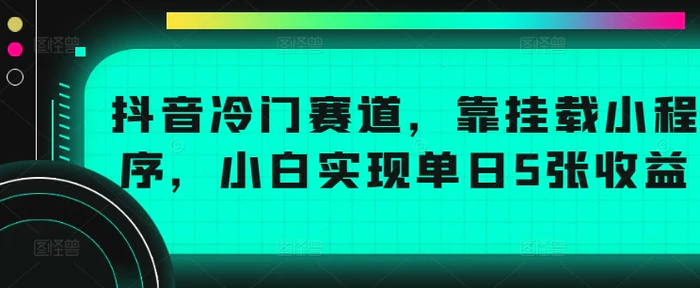 抖音冷门赛道，靠挂载小程序，小白实现单日5张收益-副业库