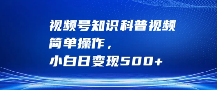 视频号知识科普视频，简单操作，小白日变现500+【揭秘】-副业库