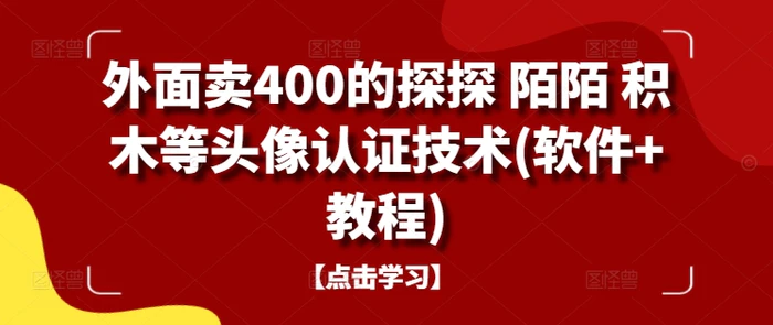 外面卖400的探探 陌陌 积木等头像认证技术(软件+教程)-副业库