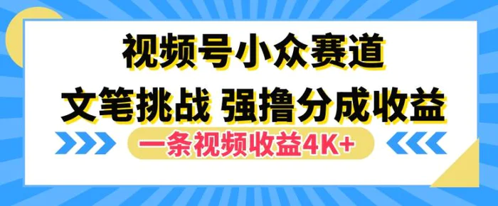 视频号新赛道之文笔挑战，强撸分成收益，一条视频赚了4K+-副业库