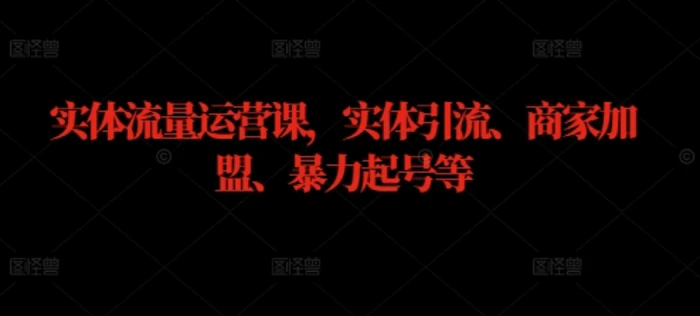 实体流量运营课，实体引流、商家加盟、暴力起号等-副业库