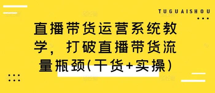 直播带货运营系统教学，打破直播带货流量瓶颈(干货+实操)-副业库