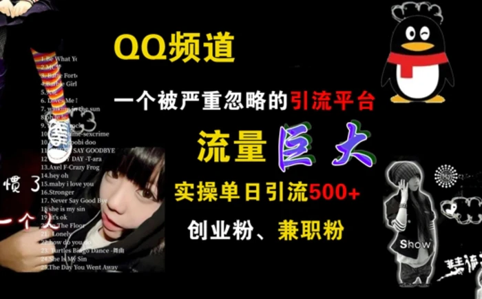 QQ频道，一个被严重忽略的引流平台，流量巨大 实操单日引流500+创业粉兼职粉【揭秘】-副业库