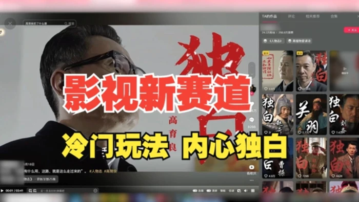 最新影视解说玩法，人物独白，30天涨粉24万+，全流程拆解【揭秘】-副业库