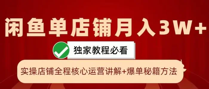 闲鱼单店铺月入3W+实操展示，爆单核心秘籍，一学就会【揭秘】-副业库