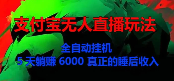 支付宝无人直播玩法，全自动挂JI，5天躺Z6000，真正的税后收入-副业库