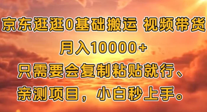 京东逛逛0基础搬运视频带货【赚佣金】月入1w-副业库