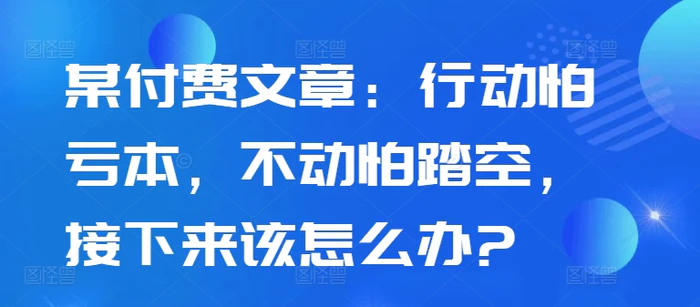 某付费文章：行动怕亏本，不动怕踏空，接下来该怎么办?-副业库