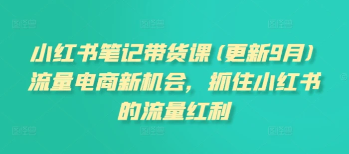 小红书笔记带货课(更新10月)流量电商新机会，抓住小红书的流量红利-副业库