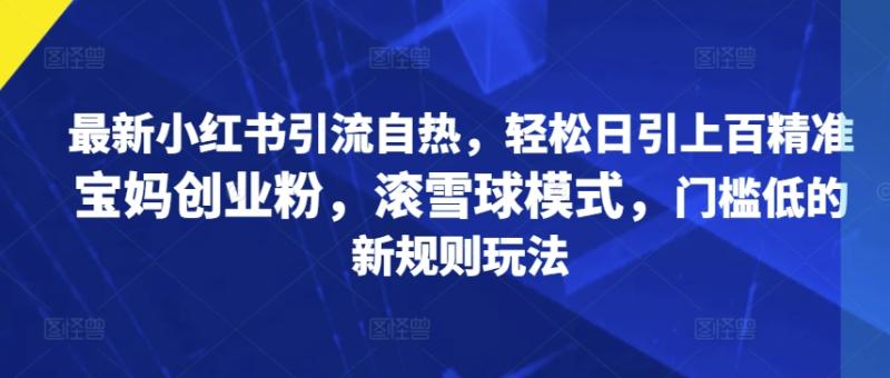 最新小红书引流自热，轻松日引上百精准宝妈创业粉，滚雪球模式，门槛低的新规则玩法-副业库