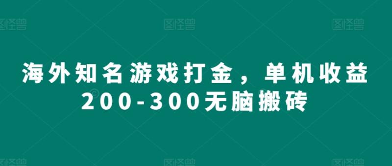 海外知名游戏打金，单机收益200-300无脑搬砖-副业库