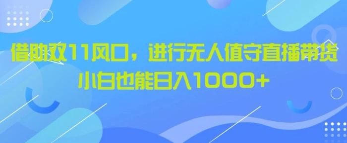 借助双11风口，进行无人值守直播带货，小白也能日入1k-副业库