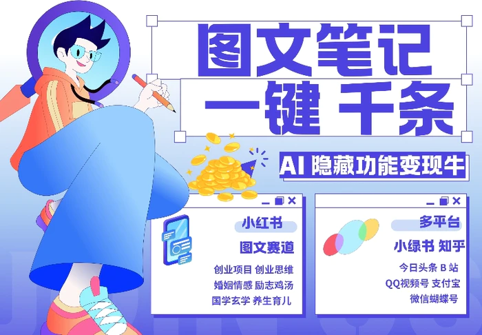 AI隐藏功能，秒生笔记，1分钟产出几千条，教你玩赚小红书小绿书图文引流，变现3w-副业库