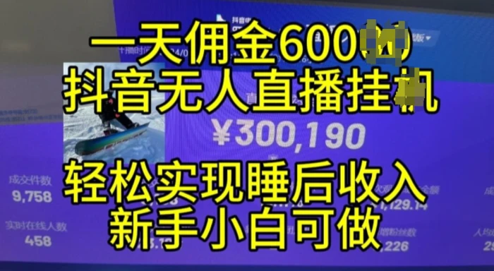 2024年11月抖音无人直播带货挂JI，小白的梦想之路，全天24小时收益不间断实现真正管道收益【揭秘】-副业库