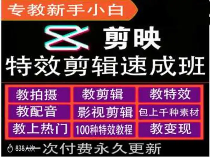 剪映特效教程和运营变现教程，特效剪辑速成班，专教新手小白-副业库