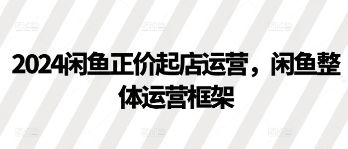 2024闲鱼正价起店运营，闲鱼整体运营框架-副业库