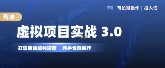 虚拟项目实战3.0，打造自动盈利店铺，可长期操作投入低，新手也能操作-副业库