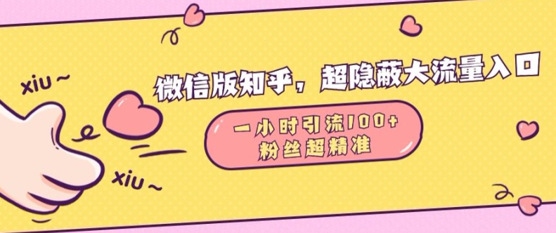 图片[1]-微信版知乎，超隐蔽流量入口1小时引流100人，粉丝质量超高【揭秘】-副业库