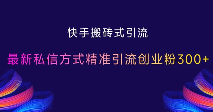 快手搬砖式引流，最新私信方式精准引流创业粉300+-副业库