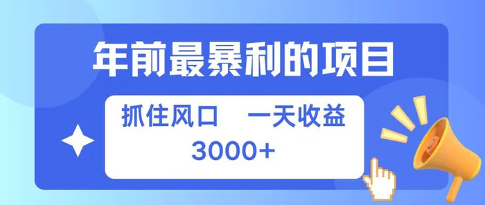 年前最暴利的项目之一，抓住风口，一天收益上k，可以过个肥年-副业库