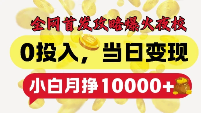 全网首发爆火夜校，0投入，当日变现，小白轻松月入1w+【揭秘】-副业库