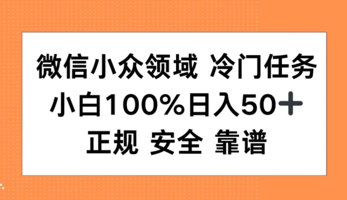 微信小众领域冷门特定任务，小白100%日入50+，正规安全靠谱-副业库