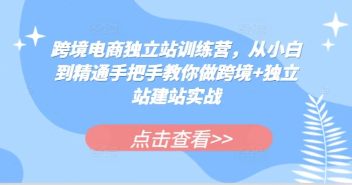 跨境电商独立站训练营，从小白到精通手把手教你做跨境+独立站建站实战-副业库
