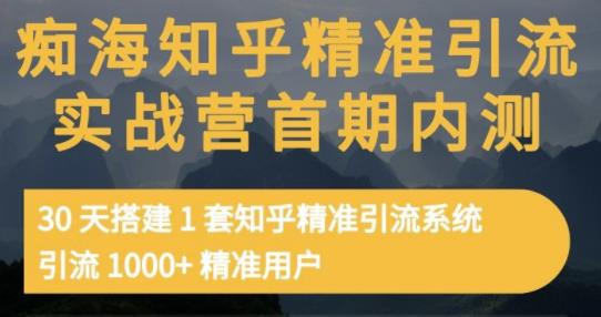 痴海知乎精准引流实战营1-2期，30天搭建1套知乎精准引流系统，引流1000+精准用户-副业库