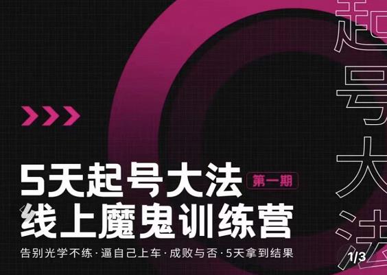 大播·五天起号魔鬼训练营，告别光学不练，逼自己上车，成败与否，5天拿到结果-副业库