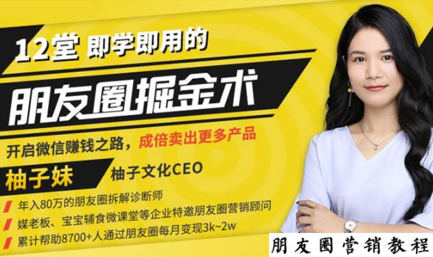 【营销必学】12堂学之即用的朋友圈掘金术：开启你的副业赚钱之路-副业库