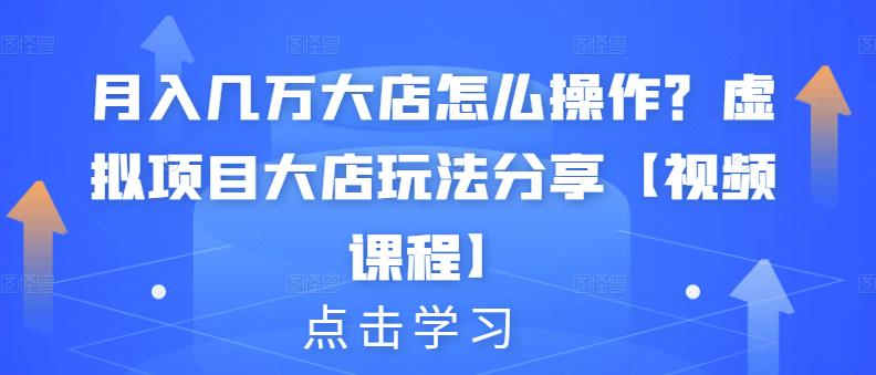 月入几万大店怎么操作？虚拟项目大店玩法分享【视频课程】-副业库