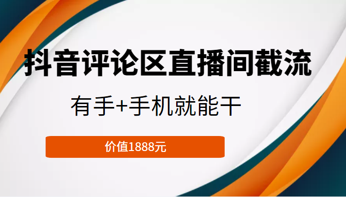 抖音评论区直播间截流，有手+手机就能干，门槛极低，模式可大量复制（价值1888元）-副业库