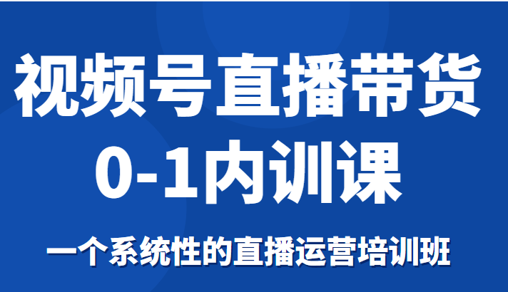 视频号直播带货0-1内训课，一个系统性的直播运营培训班-副业库