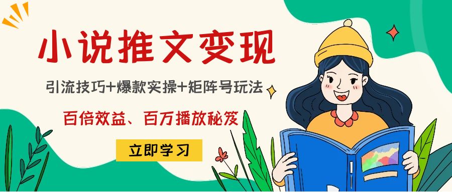 小说推文训练营：引流技巧+爆款实操+矩阵号玩法，百倍效益、百万播放秘笈-副业库