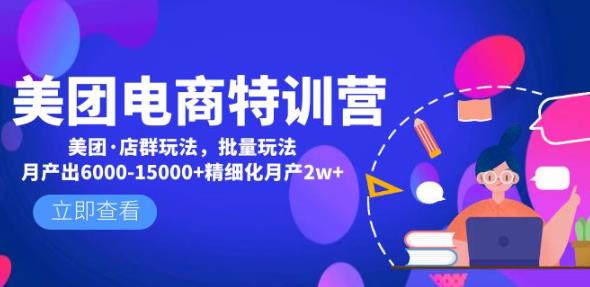 美团电商特训营：美团·店群玩法，无脑铺货月产出6000-15000+精细化月产2w+-副业库