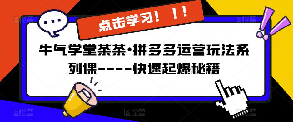 牛气学堂茶茶•拼多多运营玩法系列课—-快速起爆秘籍-副业库