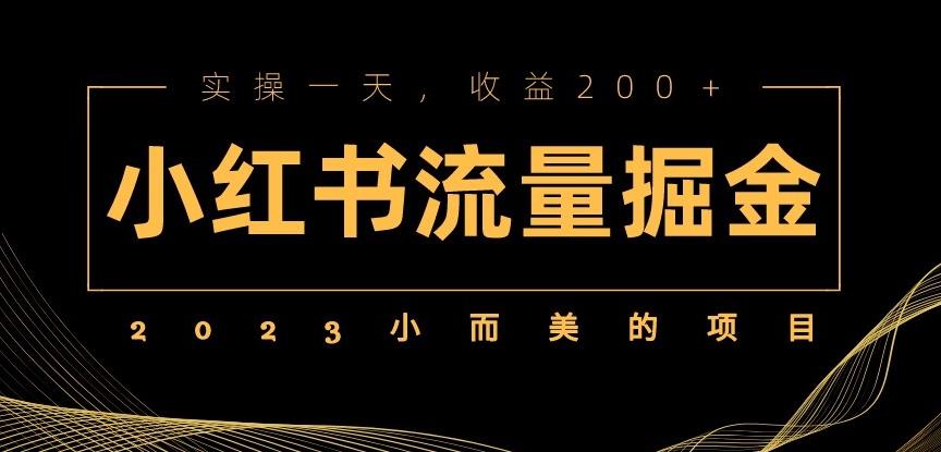 2023小而美的项目，小红书流量掘金，实操一天，收益200+【揭秘】-副业库