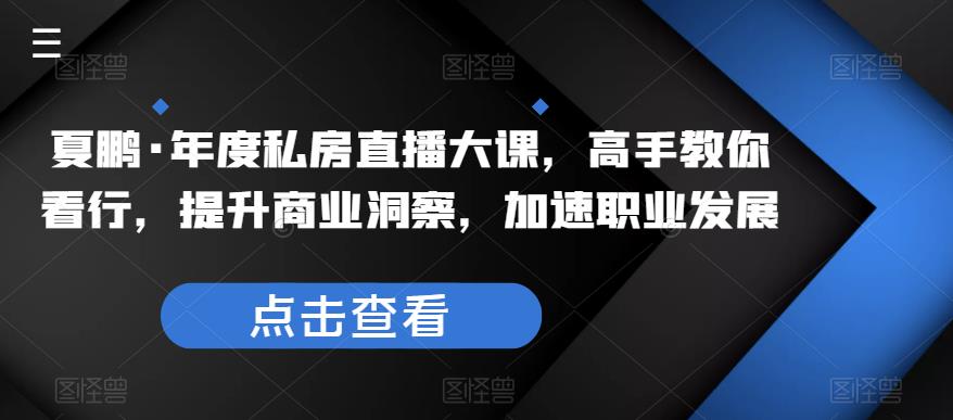 夏鹏·年度私房直播大课，高手教你看行，提升商业洞察，加速职业发展-副业库